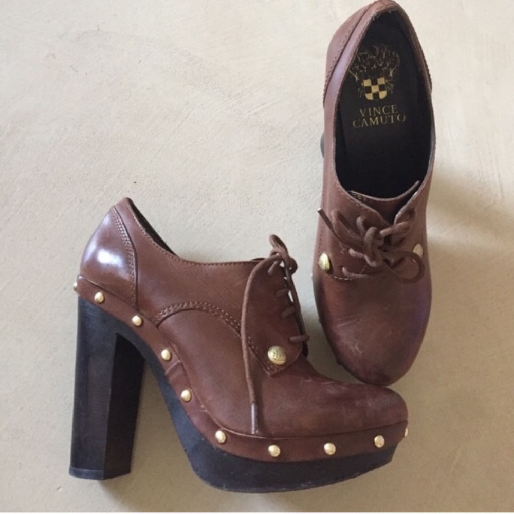 Vince Camuto Brown Leather Oxford Pump Sa 7